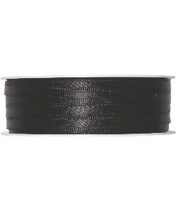 Doppelsatin-Band B:6mm, schwarz, 50m/Rolle