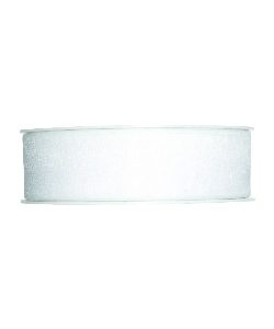 Organzaband B:25mm, weiss, 50m/Rolle