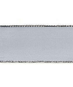 Kunstseideband B:25mm, silbergrau mit Silberkante, L:25m/Rolle