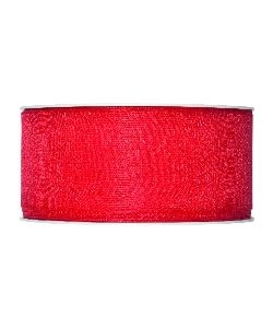 Organzaband B:40mm, rot, 50m/Rolle