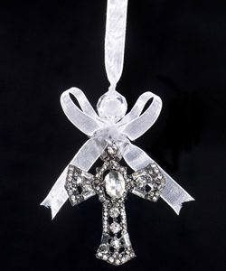 Kreuz-Hänger mit Kunstdiamanten Diamond A