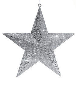 3D-Glitter-Stern Ø50cm, silber beglittert