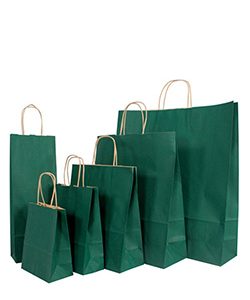 Papiertragetasche Kraft dk.grün, VE=25 Stk.