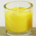 Glasschale mit 1-Dochtkerze, indoor, zitronengelb