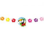 Hibiskus/Vogel-Girlande L:160x32cm, bunt