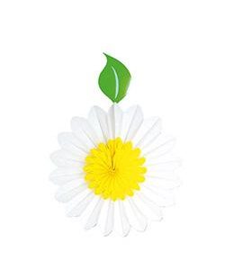 Blüten-Hänger m.Blatt 50x35cm, weiss/gelb
