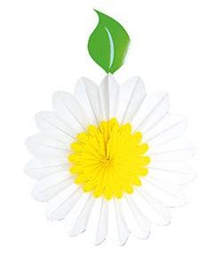 Blüten-Hänger m.Blatt 70x50cm, weiss/gelb