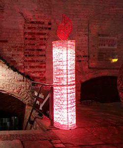 Kerze 3D, gewickelt, H:260x50cm, weiss