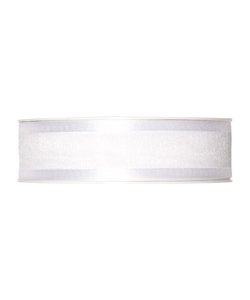 Organza/Satinband B:25mm, weiß, L:25m/Rolle