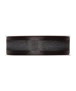 Organza/Satinband B:25mm, schwarz, L:25m/Rolle
