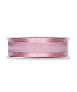 Organza/Satinband B:25mm,  altrosa, L:25m/Rolle