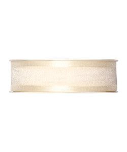 Organza/Satinband B:25mm, creme, L:25m/Rolle
