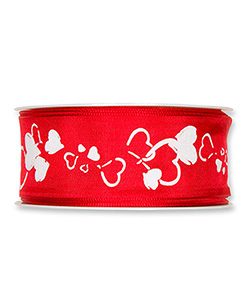 Druckband Herzen B:40mm. rot/weiß