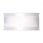 Organza/Satinband B:40mm, weiß, L:25m/Rolle