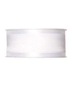 Organza/Satinband B:40mm, weiß, L:25m/Rolle