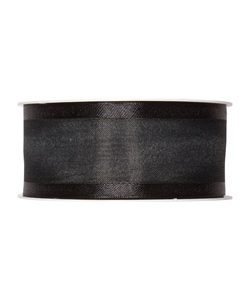 Organza/Satinband B:40mm, schwarz, L:25m/Rolle