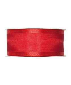Organza/Satinband B:40mm, rot, L:25m/Rolle