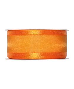 Organza/Satinband B:40mm, orange, L:25m/Rolle