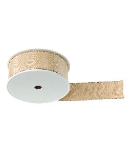 Kunstseideband B:25mm, beigegold mit Goldkante, L:25m/Rolle