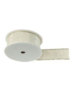 Kunstseideband B:40mm, creme mit Goldkante, L:25m/Rolle