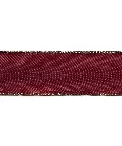 Kunstseideband B:40mm, dunkelrot mit Goldkante, L:25m/Rolle