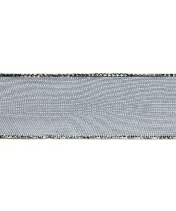 Kunstseideband B:40mm, silbergrau mit Silberkante, L:25m/Rolle