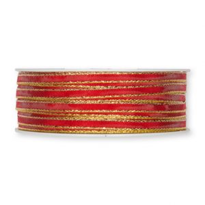 Taftbändchen mit Lurexkante B:5mm, rot/gold