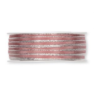 Taftbändchen mit Lurexkante B:5mm, dunkelpink/silber