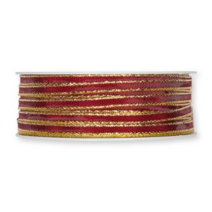 Taftbändchen mit Lurexkante B:5mm, weinrot/gold