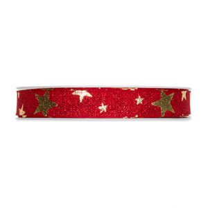 Lurex-Druckband "Sterne" B:15mm, rot/gold