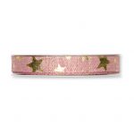 Lurex-Druckband "Sterne" B:15mm, hellbeere/gold