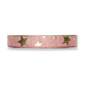 Lurex-Druckband "Sterne" B:15mm, hellbeere/gold
