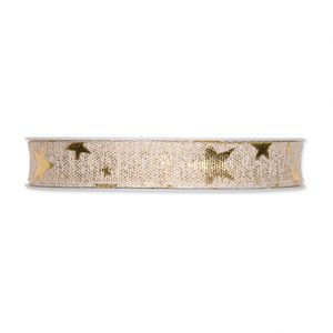 Lurex-Druckband "Sterne" B:15mm, creme/gold