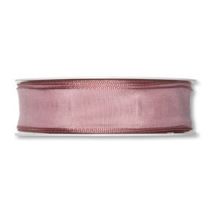 Drahtkantenband B:25mm, dunkel pink (altrosa), L:25m/Rolle