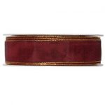 Kunstseideband altrot mit Goldkante, L:25m/Rolle