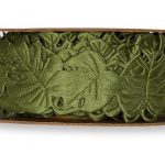 Satin-Stanzband B:25mm Monstera olivgrün