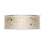 Lurex-Druckband "Sterne" B:30mm, creme/gold, L:20m/Rolle