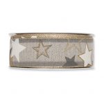 Druckband "Sterne" B:35mm, leinen/creme/gold, L:18m/Rolle