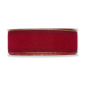 Dekoband B:35mm, mit Lurexkante, weinrot/gold, L:25m/Rolle