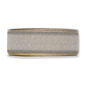 Dekoband B:35mm, mit Lurexkante, leinen/gold, L:25m/Rolle
