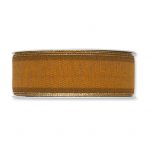 Dekoband B:35mm, mit Lurexkante, cognac/gold, L:25m/Rolle