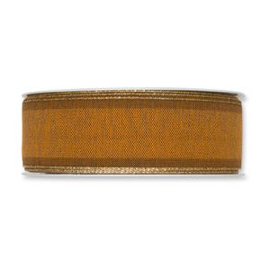 Dekoband B:35mm, mit Lurexkante, cognac/gold, L:25m/Rolle