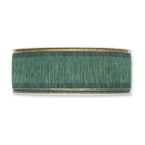 Dekoband B:35mm, mit Lurexkante, dk.grün/gold, L:25m/Rolle