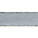 Kunstseideband grau mit Silberkante, L:25m/Rolle