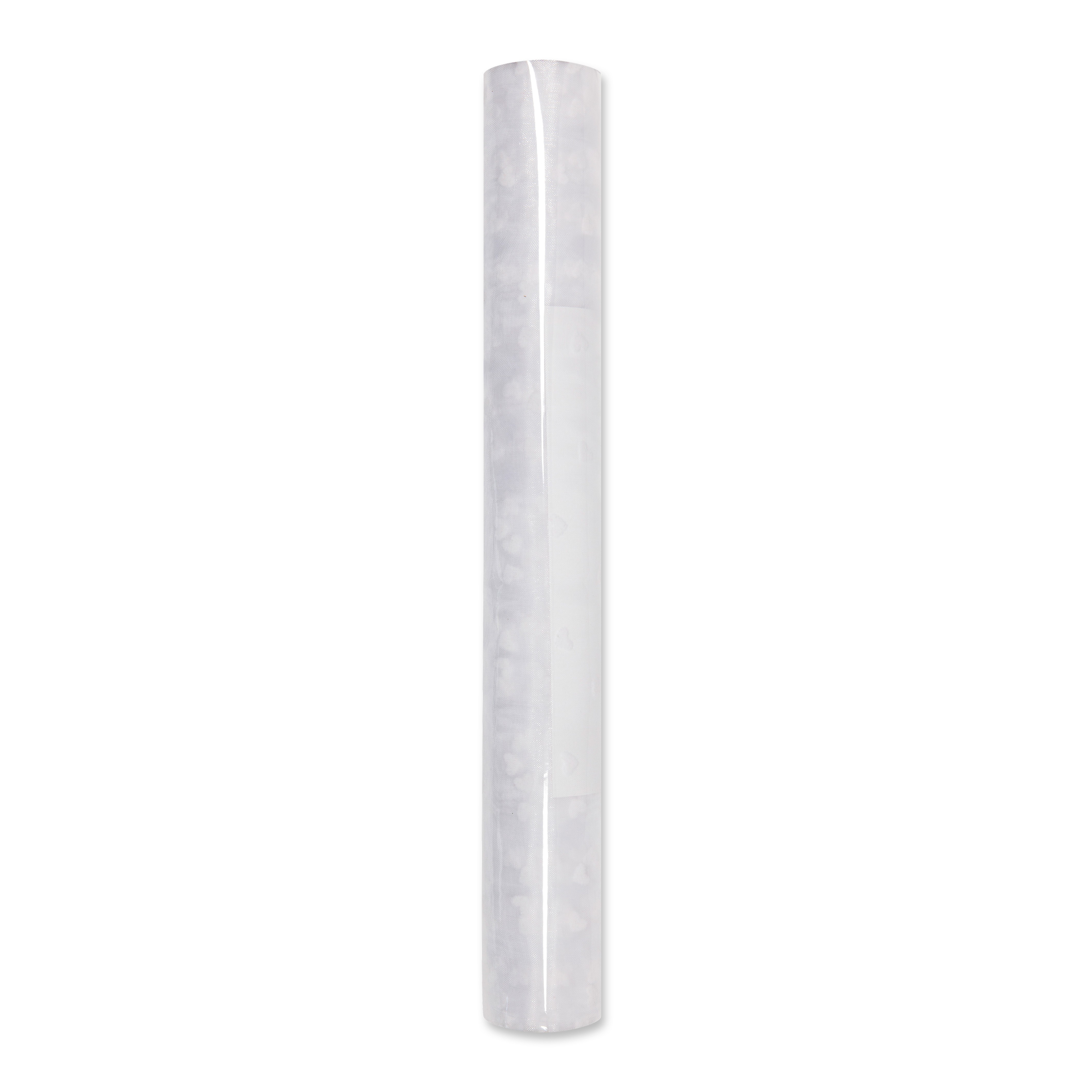 Organza mit Flockdruck "Herzchen" B:30cm, L:5m, weiß