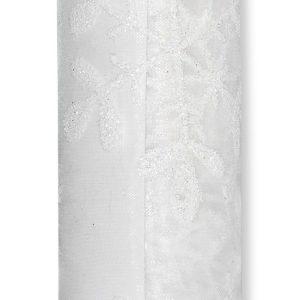 Organza mit Schaum-/Glitterdruck Eiskristalle B:36cm, L:5m, weiss