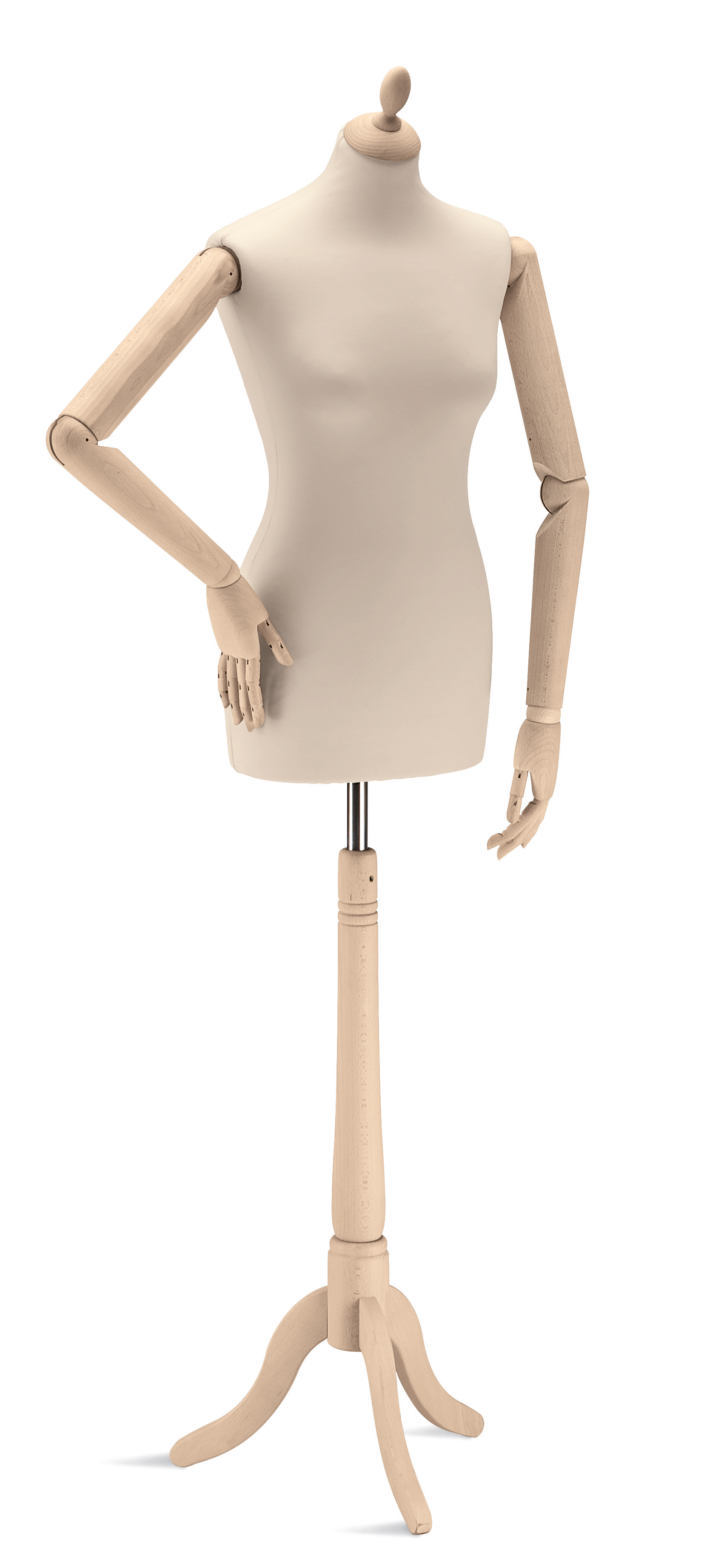 Damen-Büste mit Holzarmen, beige/natur (esche roh)