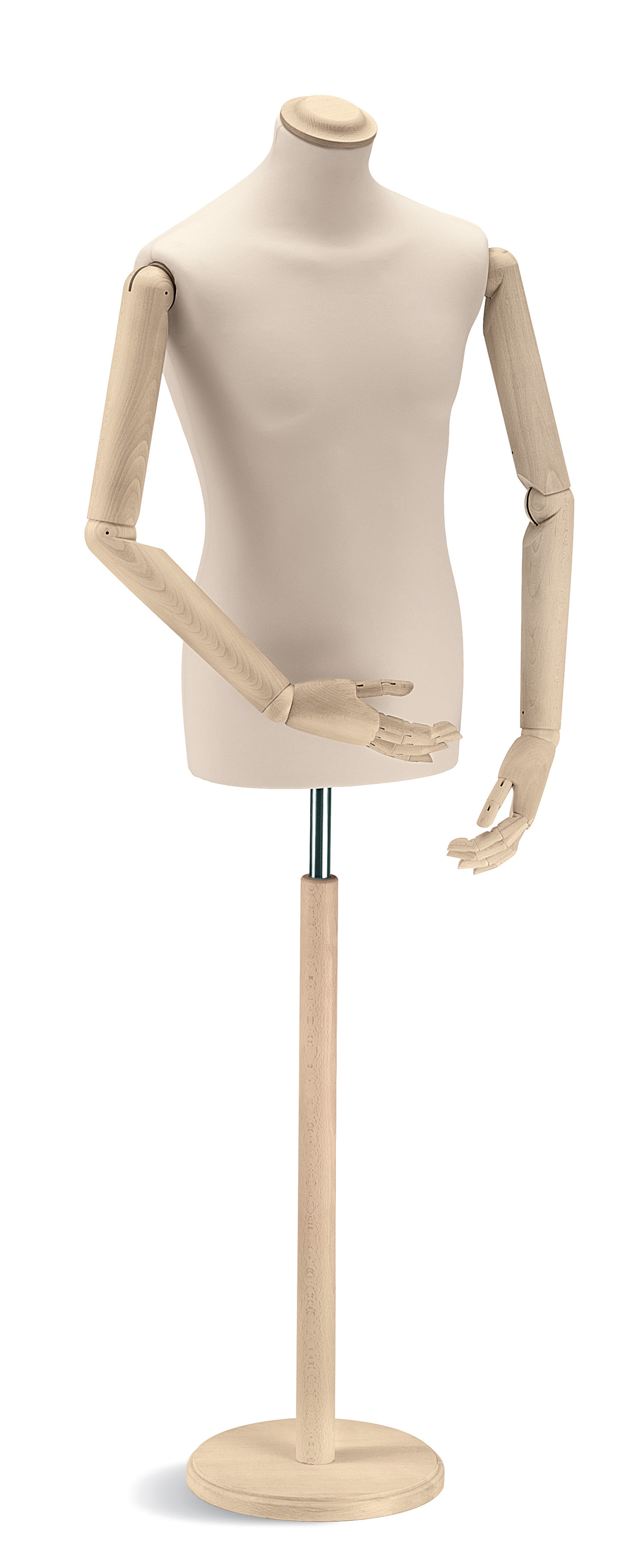 Herren-Büste mit Holzarmen, beige/natur (esche roh)