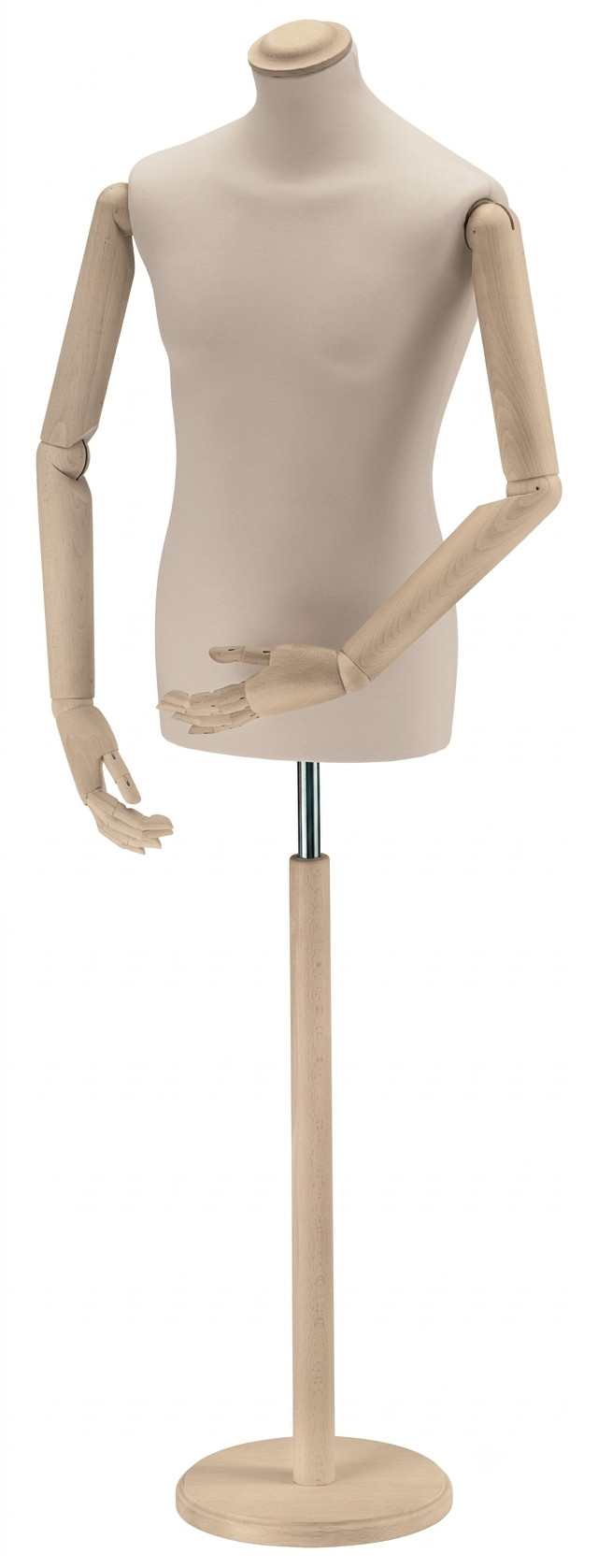 Herren-Büste mit Holzarmen, beige/natur (esche roh) – Bild 2