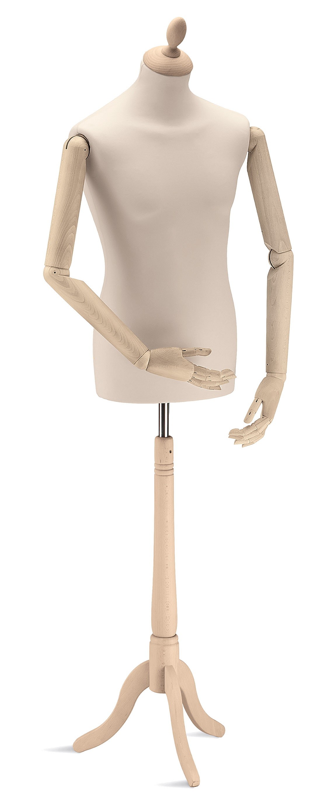 Herren-Büste mit Holzarmen, beige/natur (esche roh)